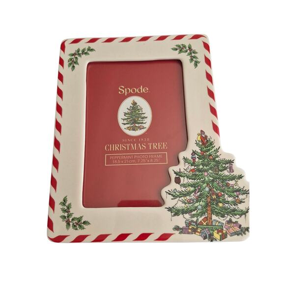Rare Spode Christmas Tree Photo Frame Hold a 4 x 6 Peppermint UK Made NOS 2013 - Picture 1 of 9